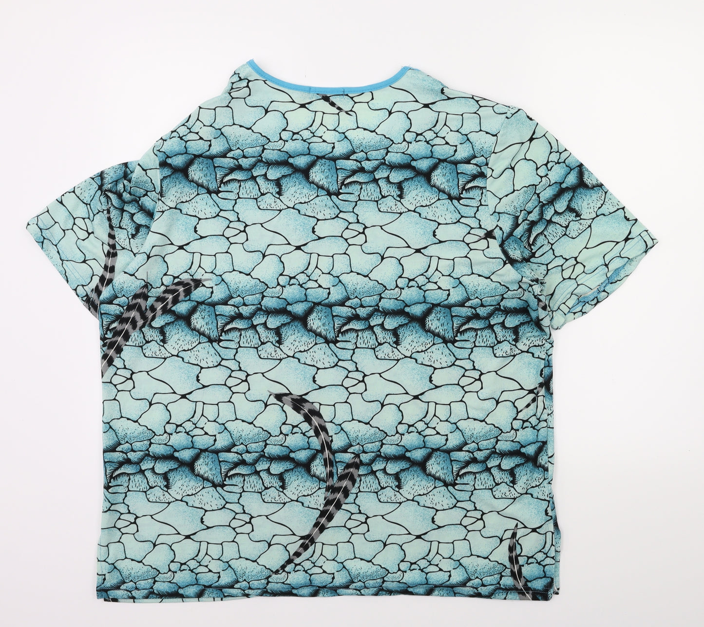 EURO MODEN Womens Blue Floral  Basic T-Shirt Size 2XL