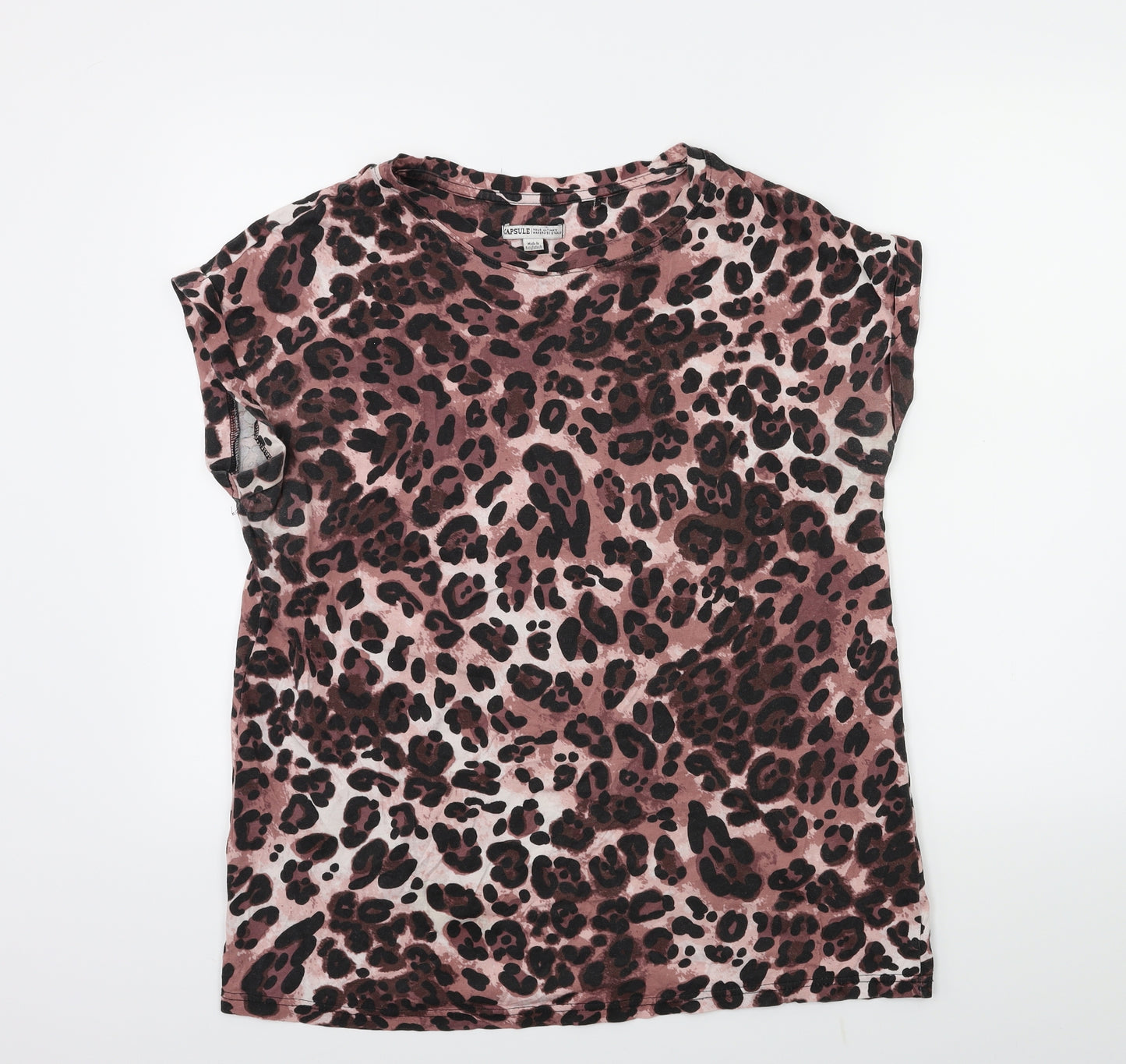 capsule Womens Pink Animal Print  Basic T-Shirt Size 14
