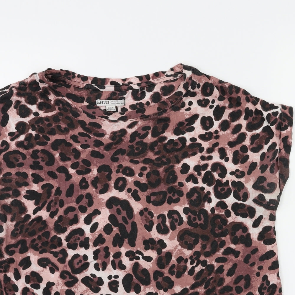 capsule Womens Pink Animal Print  Basic T-Shirt Size 14