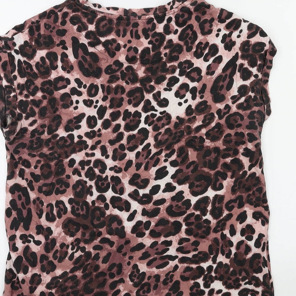 capsule Womens Pink Animal Print  Basic T-Shirt Size 14