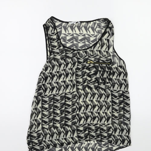 New Look Womens Black Geometric  Basic Tank Size 8
