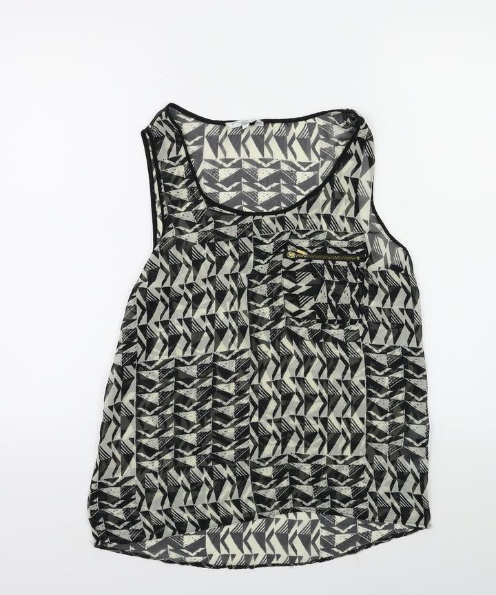 New Look Womens Black Geometric  Basic Tank Size 8