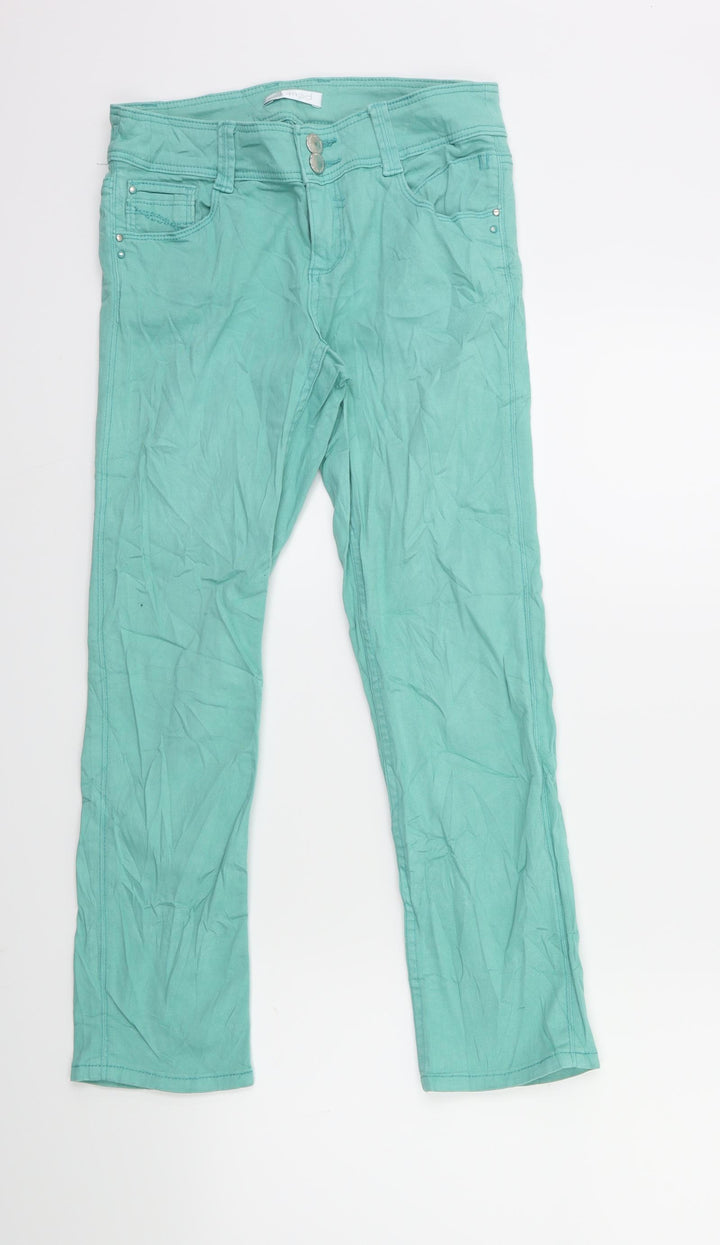 Promod Womens Green Denim Cropped Jeans Size 26 in L25 in