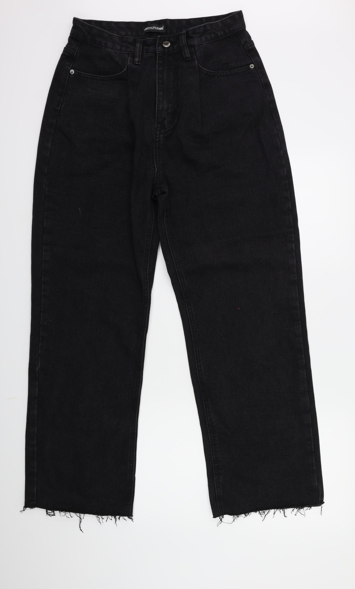 PRETTYLITTLETHING Womens Black  Denim Straight Jeans Size 10 L29 in