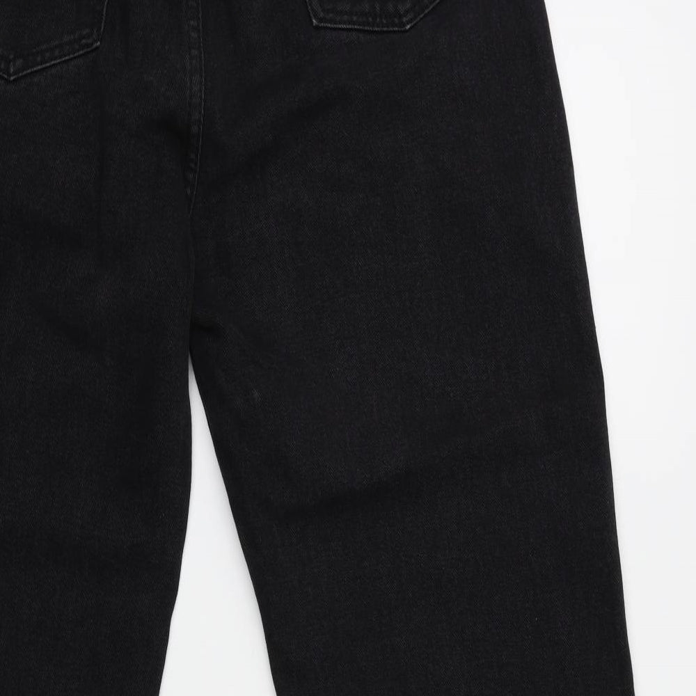PRETTYLITTLETHING Womens Black  Denim Straight Jeans Size 10 L29 in