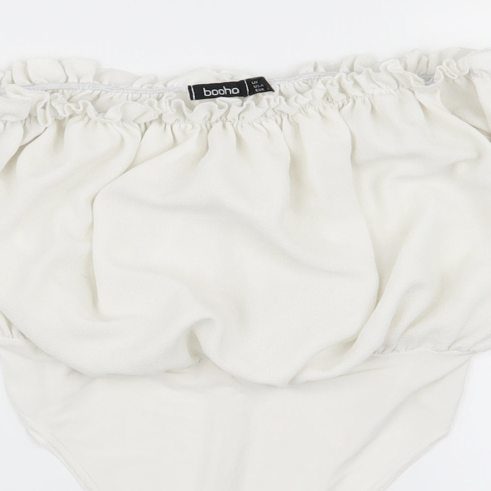 Boohoo Womens White   Bodysuit One-Piece Size 6