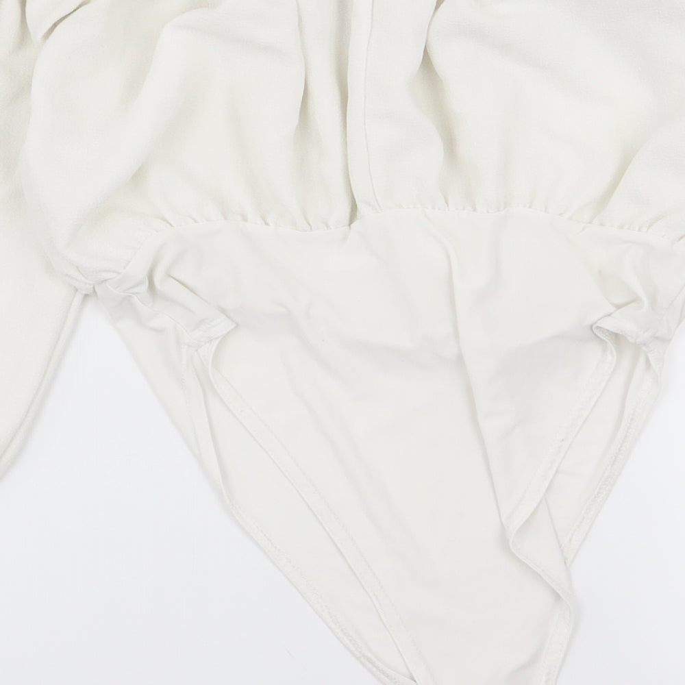 Boohoo Womens White   Bodysuit One-Piece Size 6