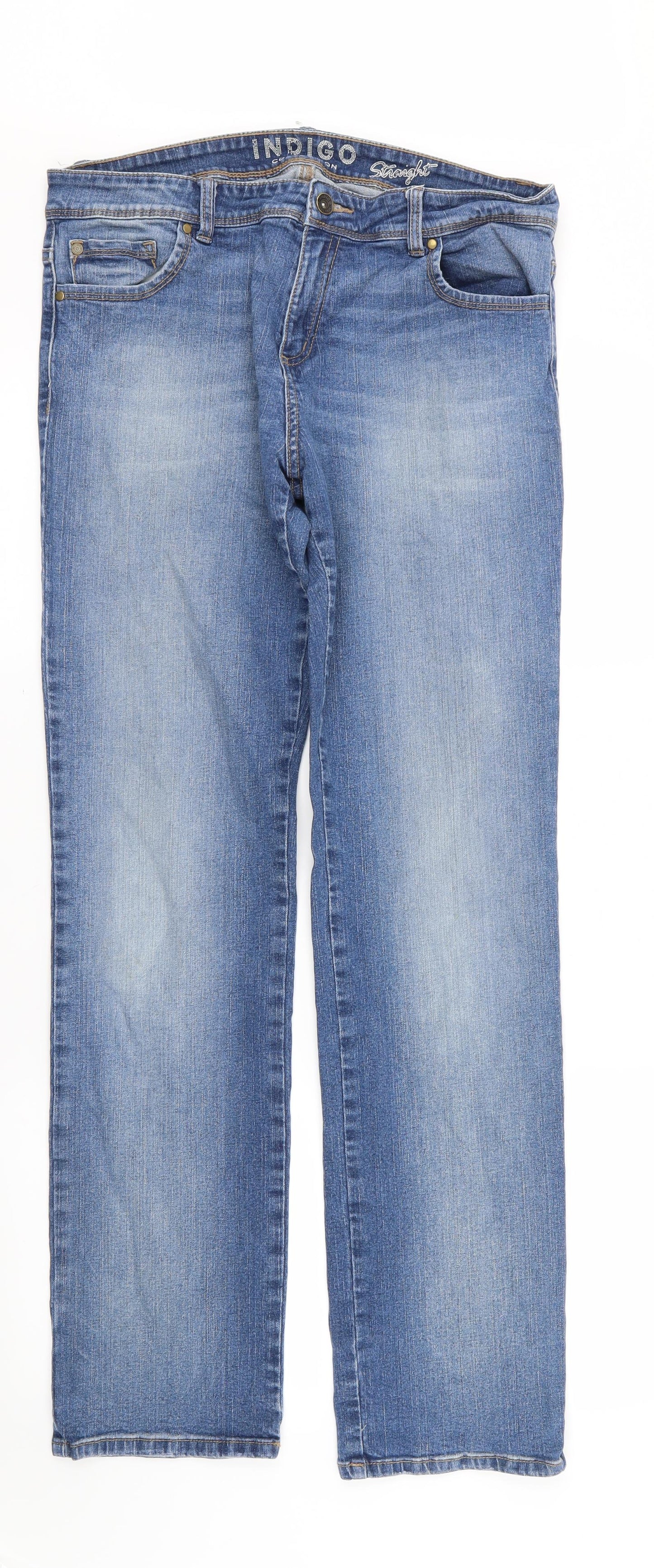 M&S Womens Blue   Straight Jeans Size 14 L29 in