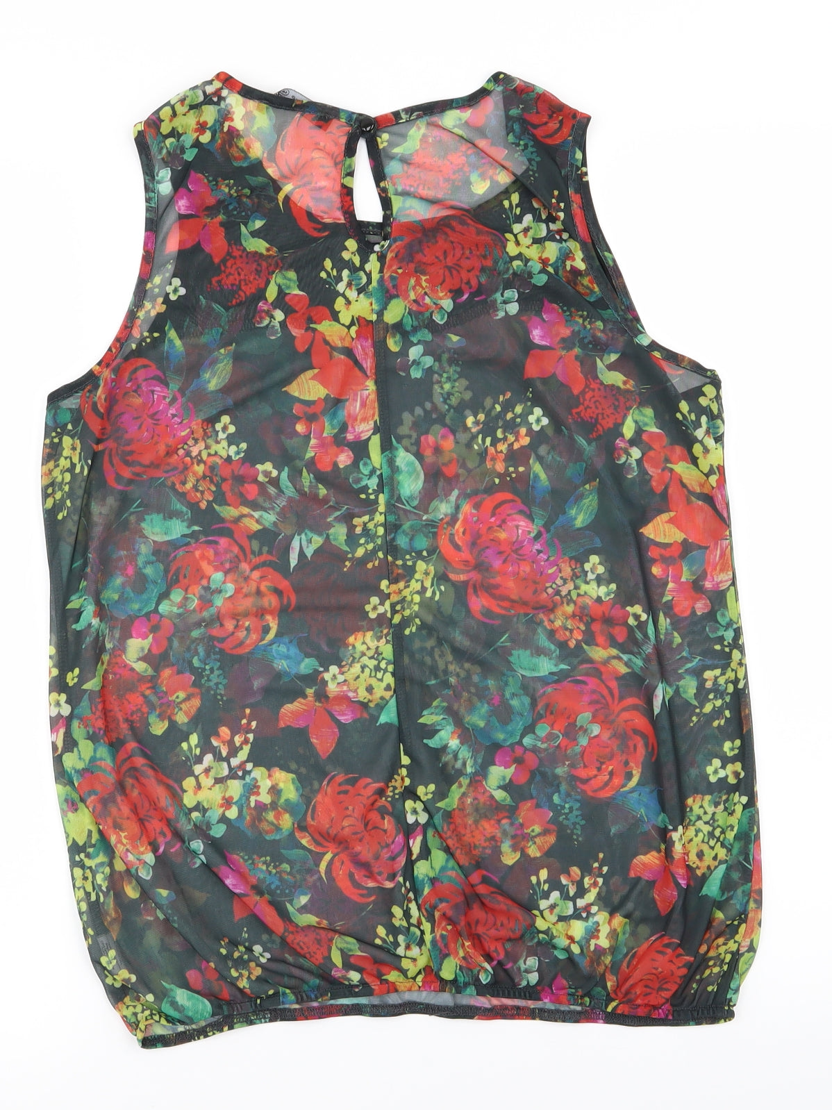 Primark Womens Black Floral  Basic Tank Size 14