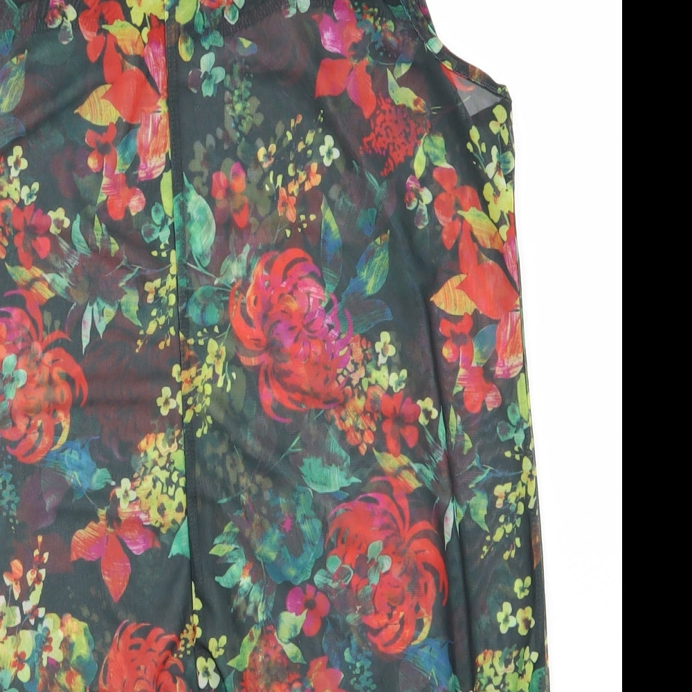 Primark Womens Black Floral  Basic Tank Size 14
