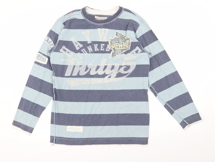 hay wire Boys Blue Striped Basic T-Shirt Size M