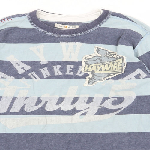 hay wire Boys Blue Striped  Basic T-Shirt Size M