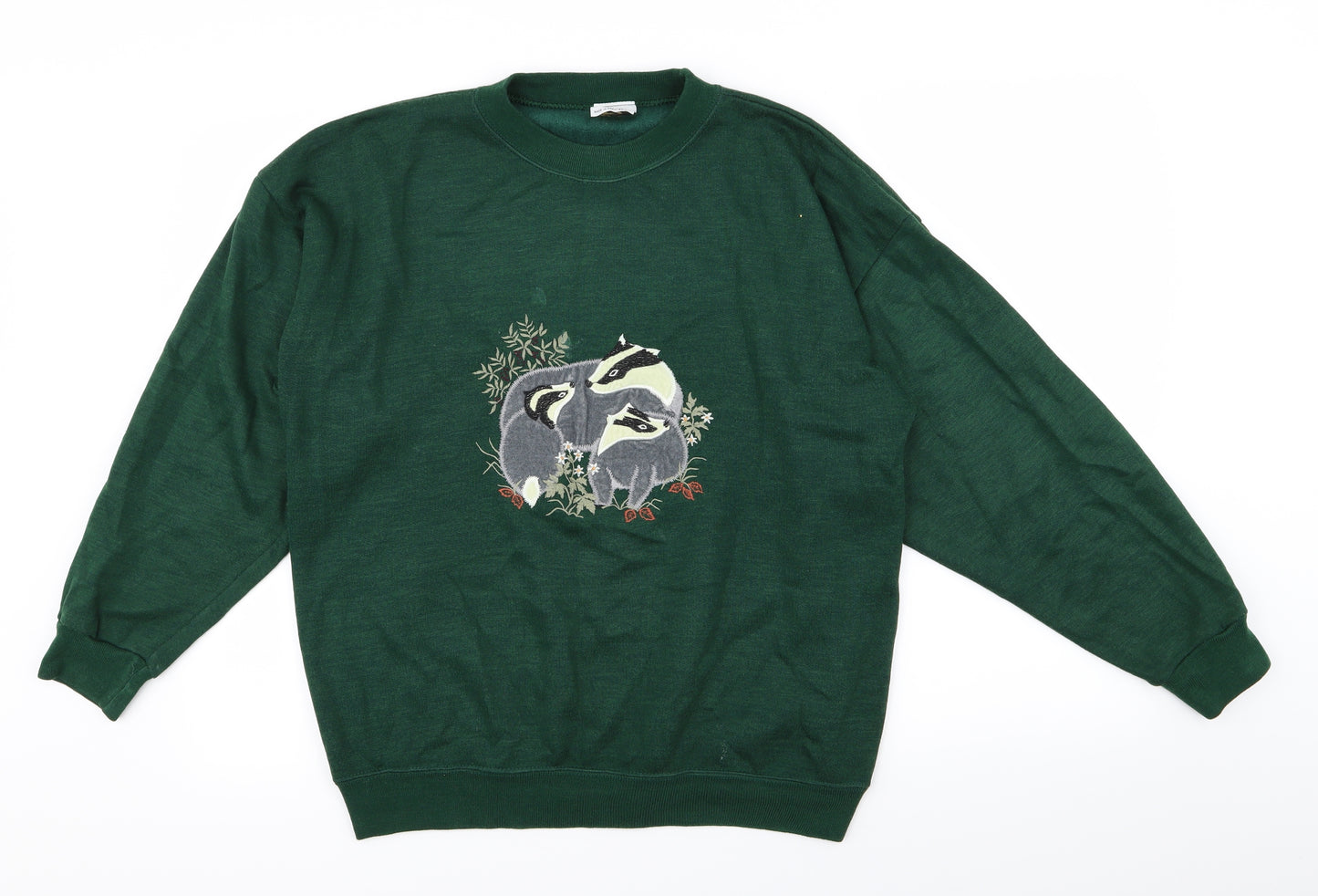 Acorn leisure Womens Green Animal Print  Pullover Jumper Size M