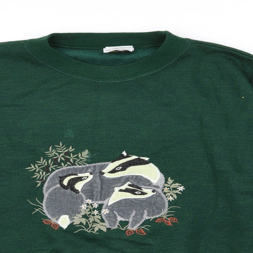 Acorn leisure Womens Green Animal Print  Pullover Jumper Size M