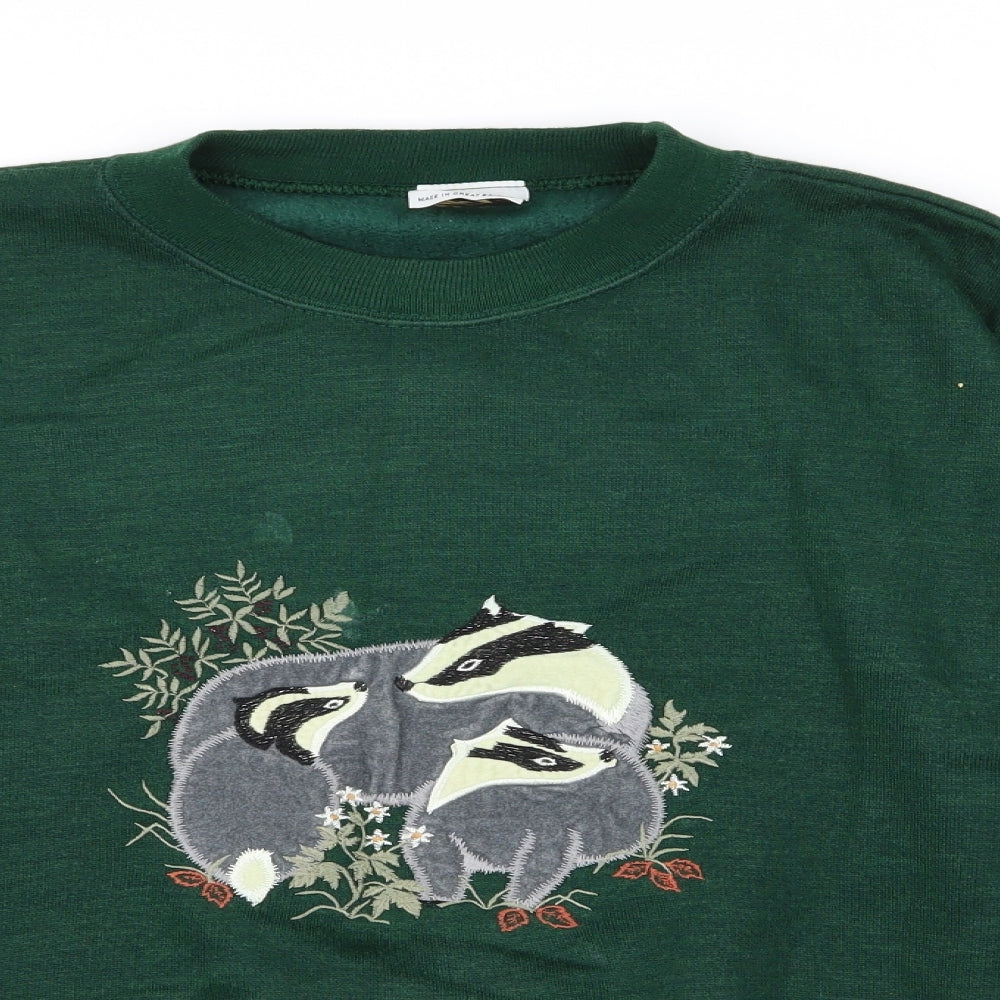 Acorn leisure Womens Green Animal Print  Pullover Jumper Size M