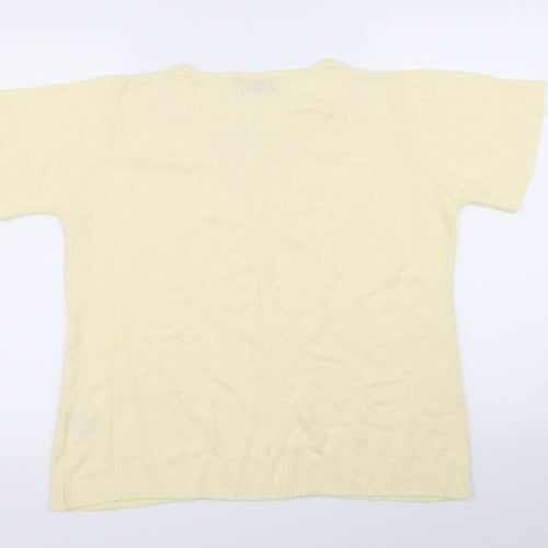 EWM Womens Yellow Floral  Basic T-Shirt Size 14