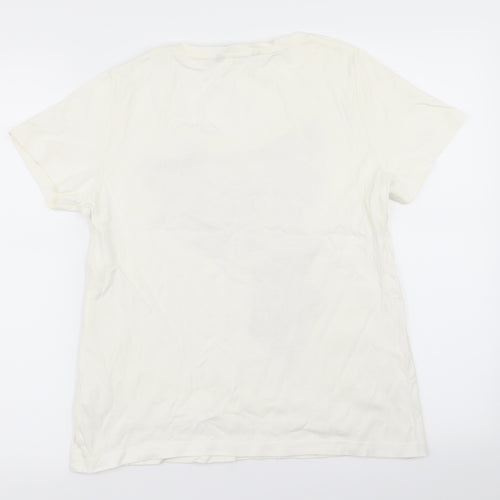 BM casual Womens White Floral  Basic T-Shirt Size S