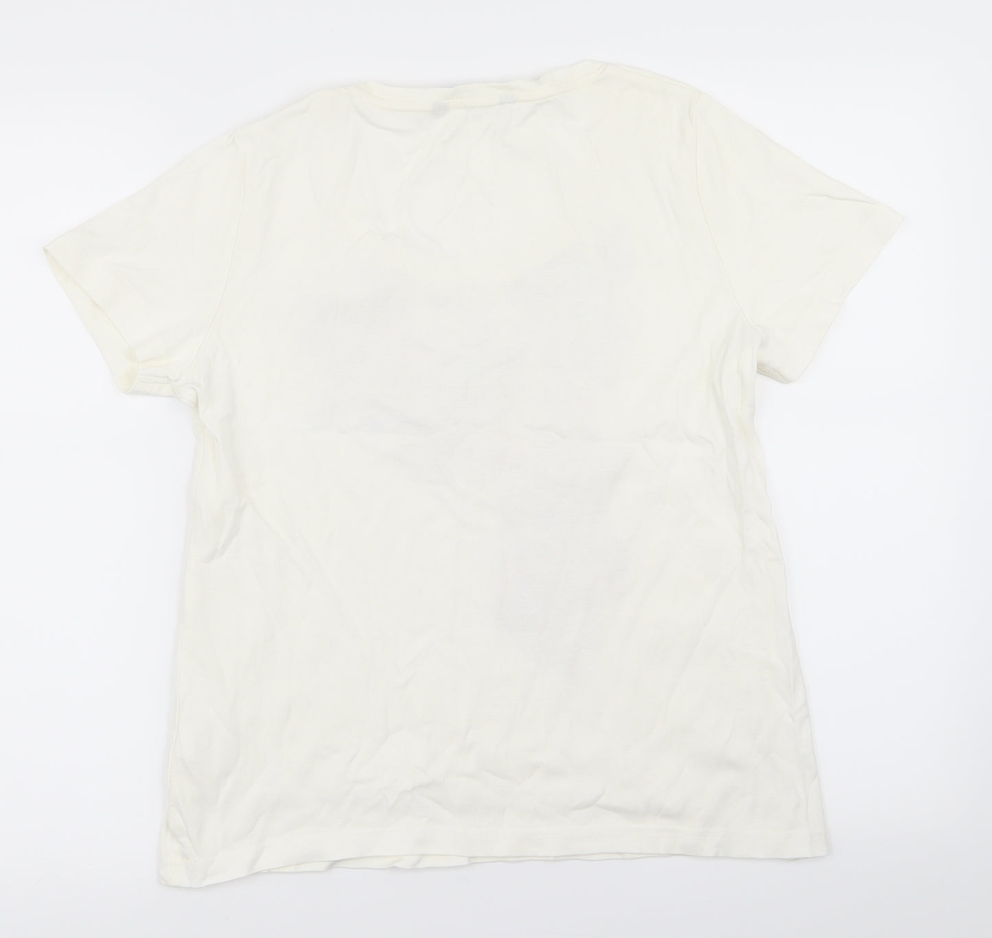 BM casual Womens White Floral  Basic T-Shirt Size S