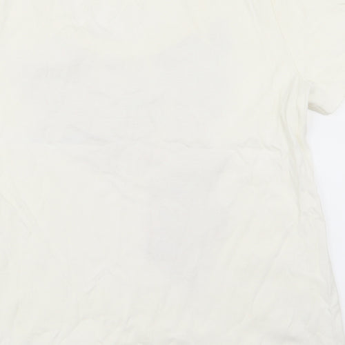 BM casual Womens White Floral  Basic T-Shirt Size S