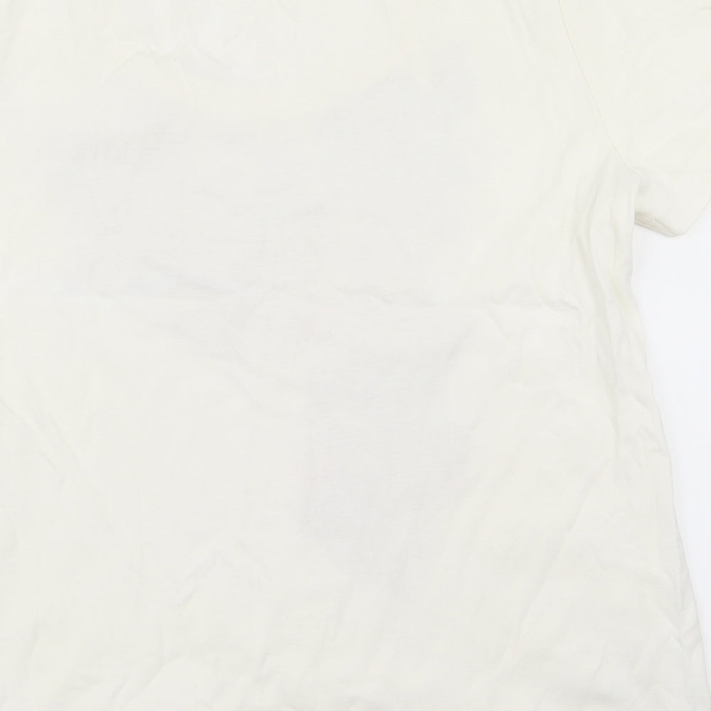 BM casual Womens White Floral  Basic T-Shirt Size S