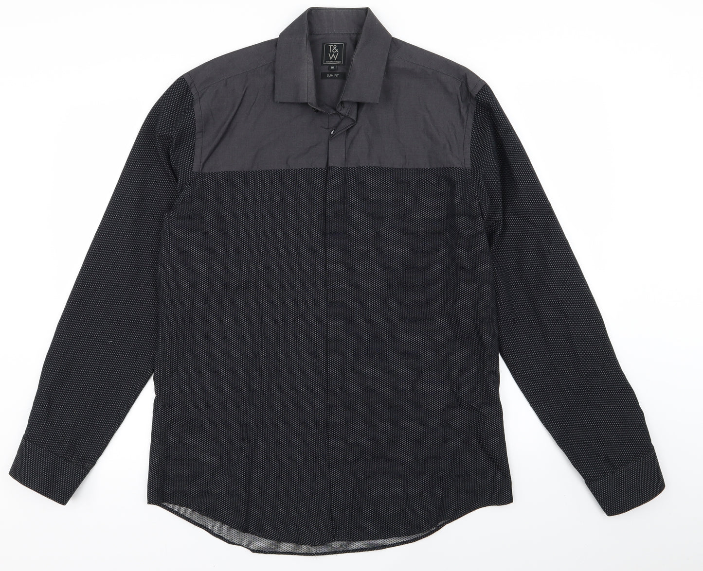 taylor and wright Mens Black Houndstooth   Dress Shirt Size 16