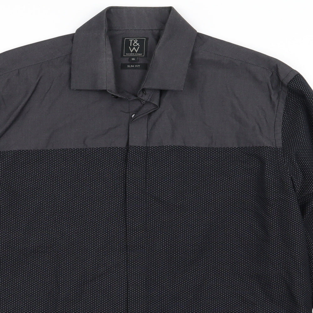 taylor and wright Mens Black Houndstooth   Dress Shirt Size 16