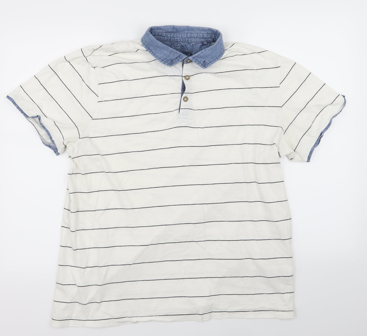 Red Herring Mens White Striped   Polo Size XL