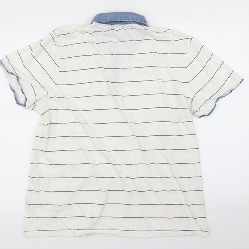 Red Herring Mens White Striped   Polo Size XL