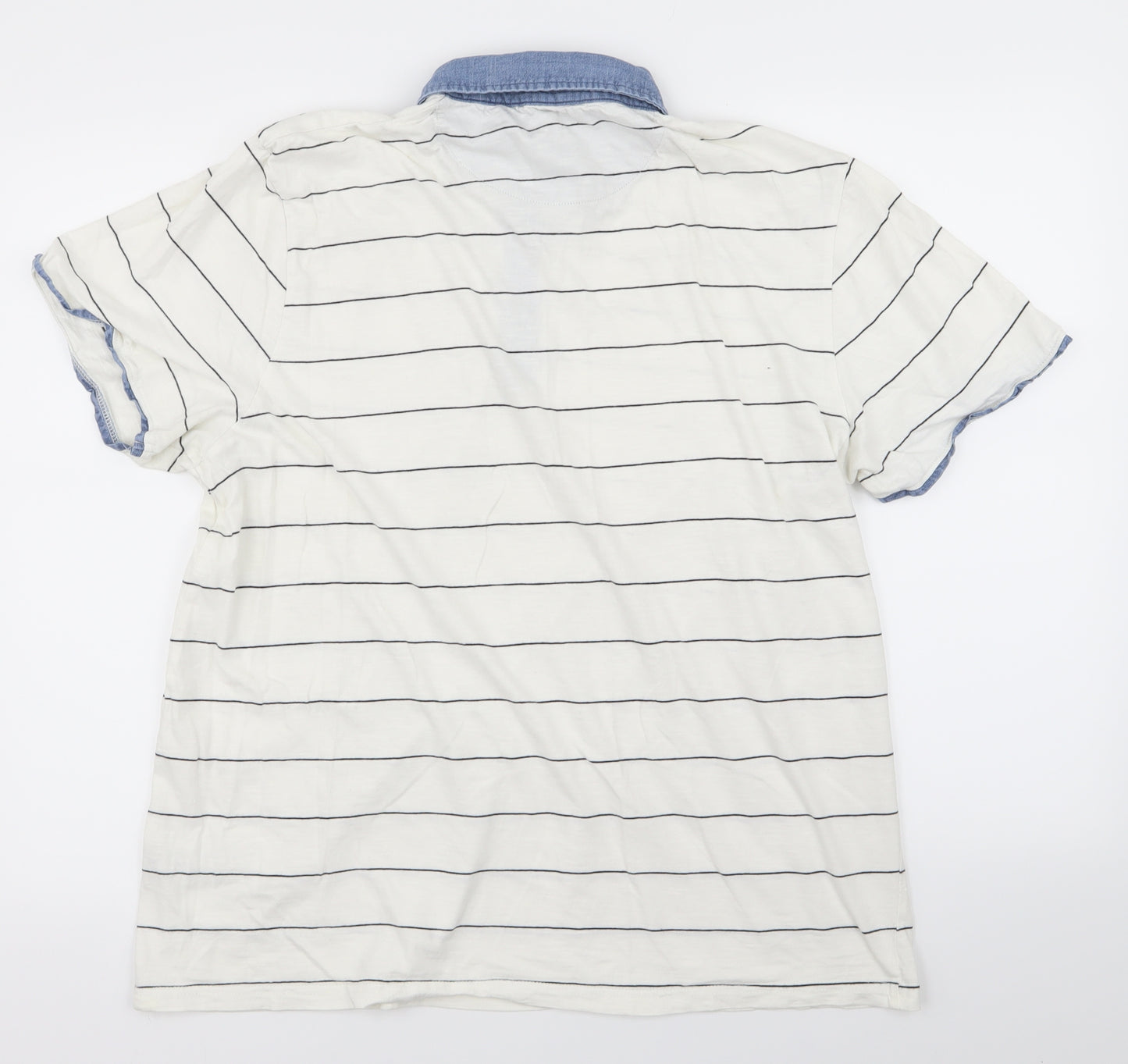 Red Herring Mens White Striped   Polo Size XL