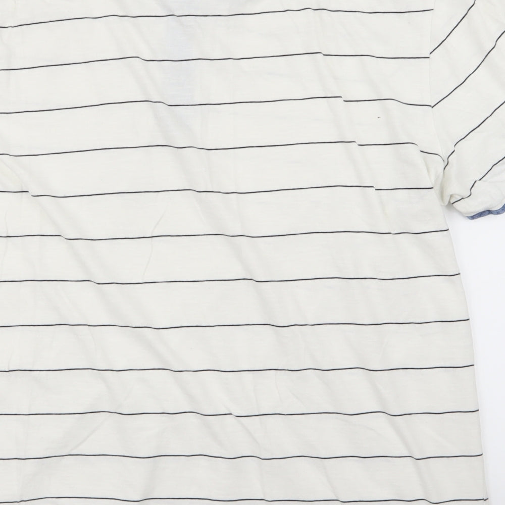 Red Herring Mens White Striped   Polo Size XL