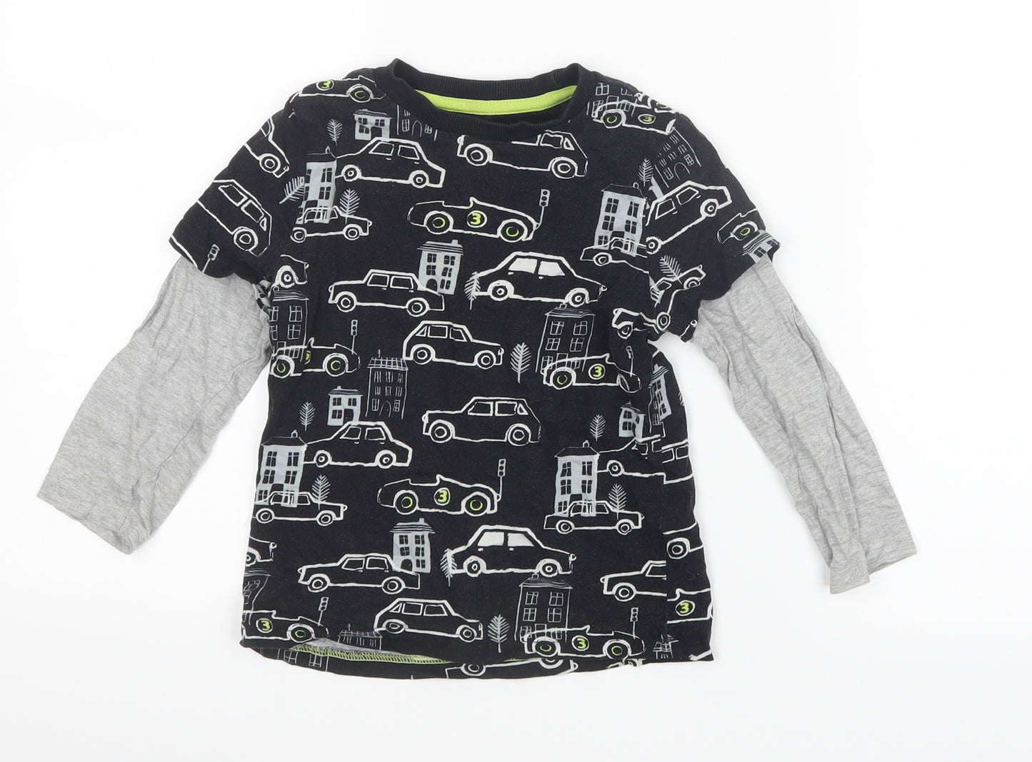 F&F Boys Black Geometric  Basic T-Shirt Size 4-5 Years