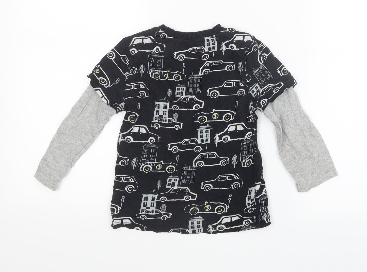 F&F Boys Black Geometric  Basic T-Shirt Size 4-5 Years