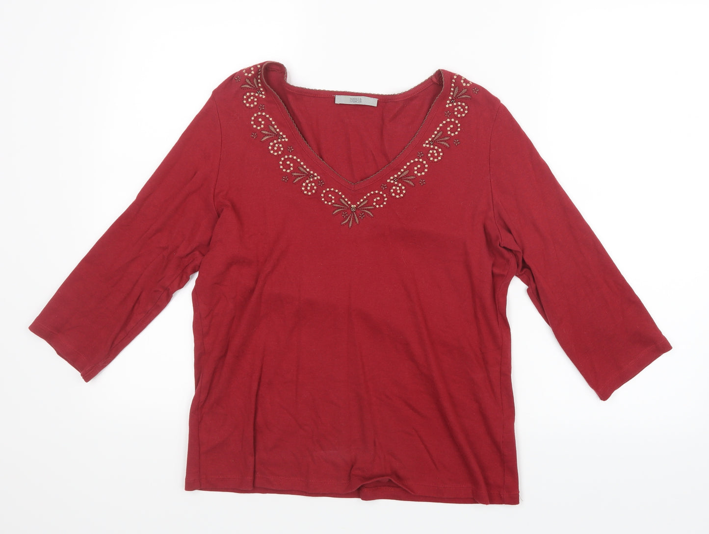 Marks and Spencer Womens Red   Basic T-Shirt Size 14