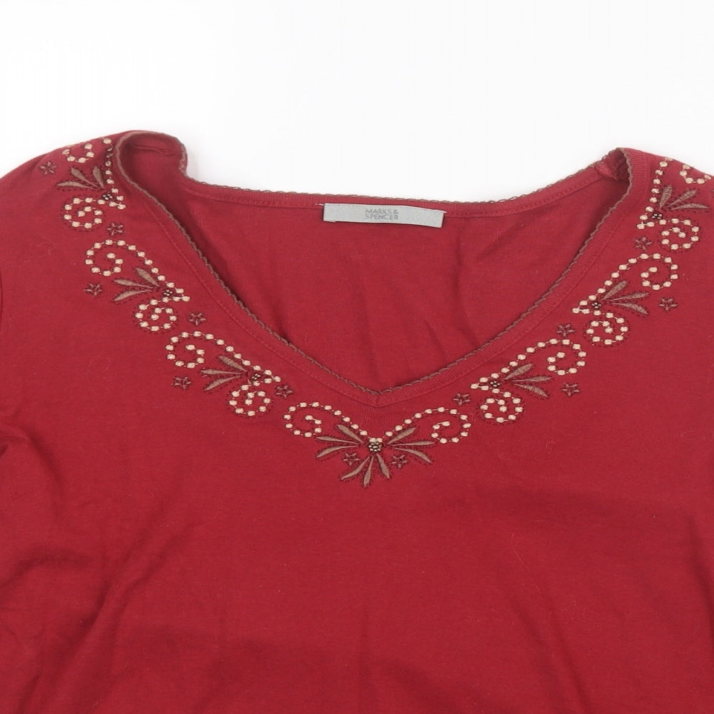 Marks and Spencer Womens Red   Basic T-Shirt Size 14