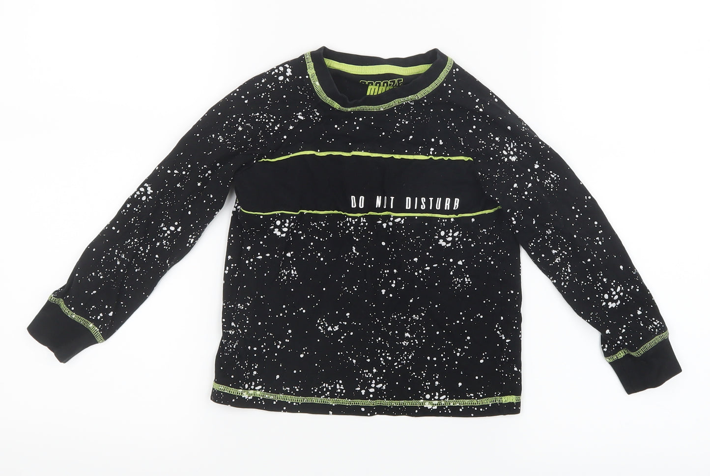 Matalan Boys Black Geometric   Pyjama Top Size 5 Years