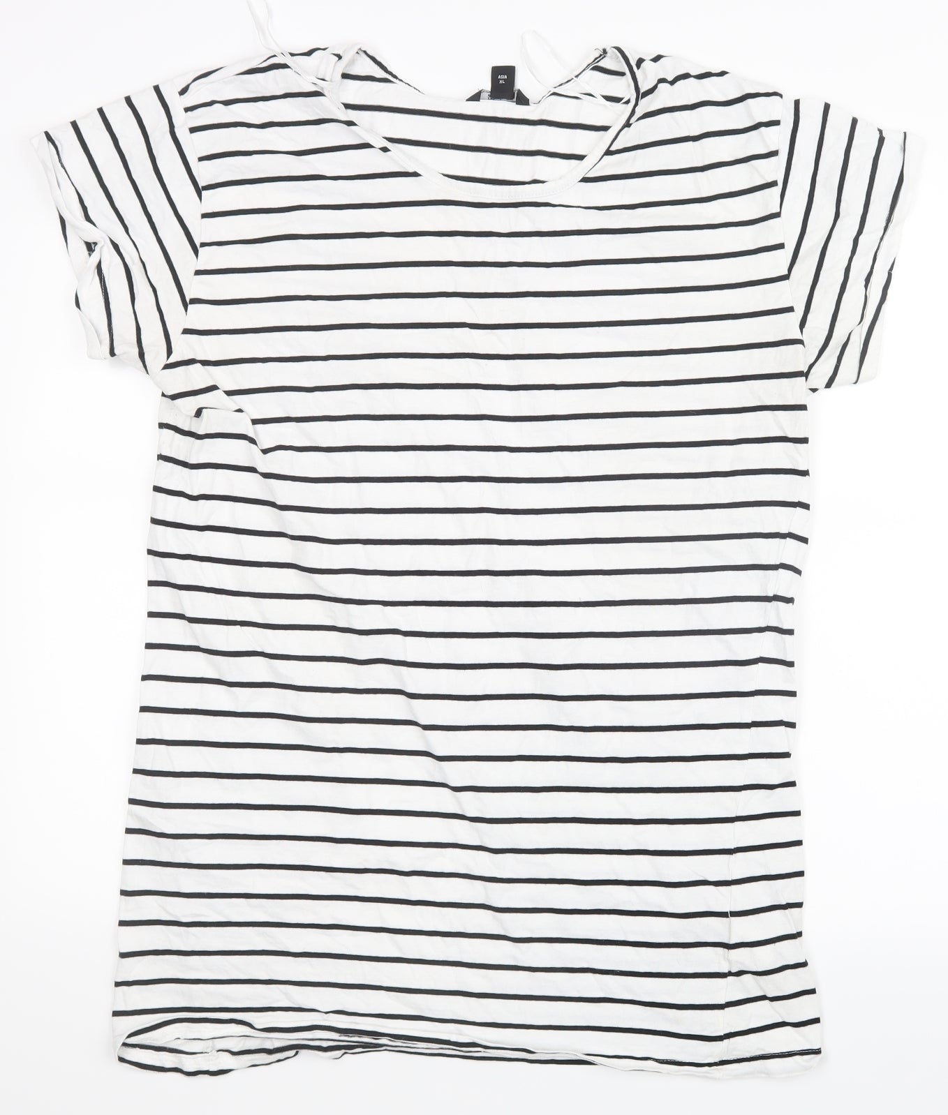 Miso Womens Black Striped  Basic T-Shirt Size 14