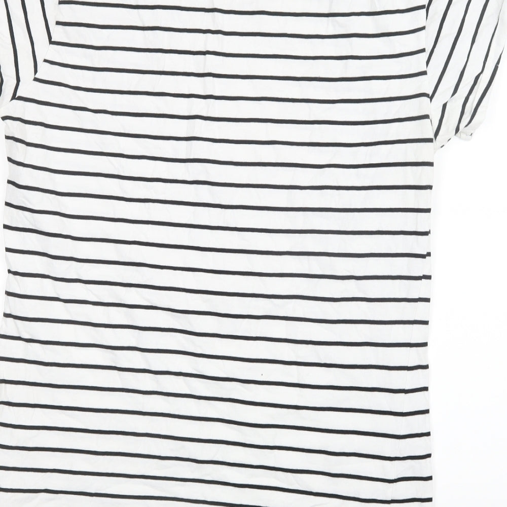 Miso Womens Black Striped  Basic T-Shirt Size 14