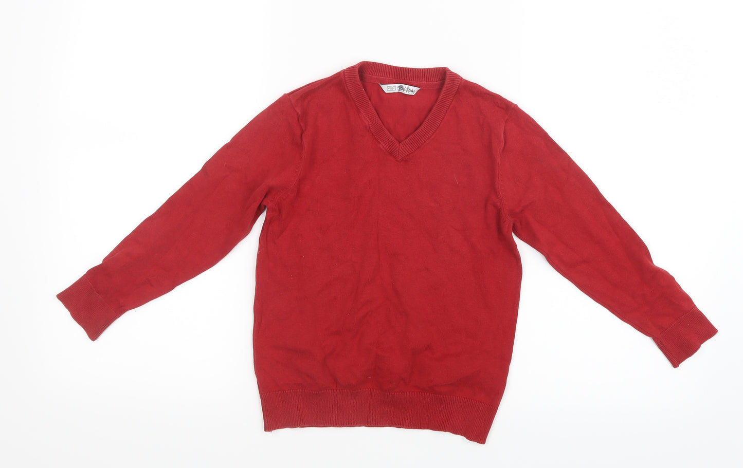 F&F Boys Red  Knit Pullover Jumper Size 6-7 Years