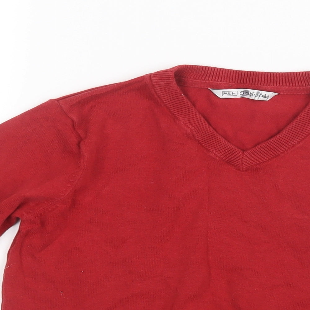 F&F Boys Red  Knit Pullover Jumper Size 6-7 Years