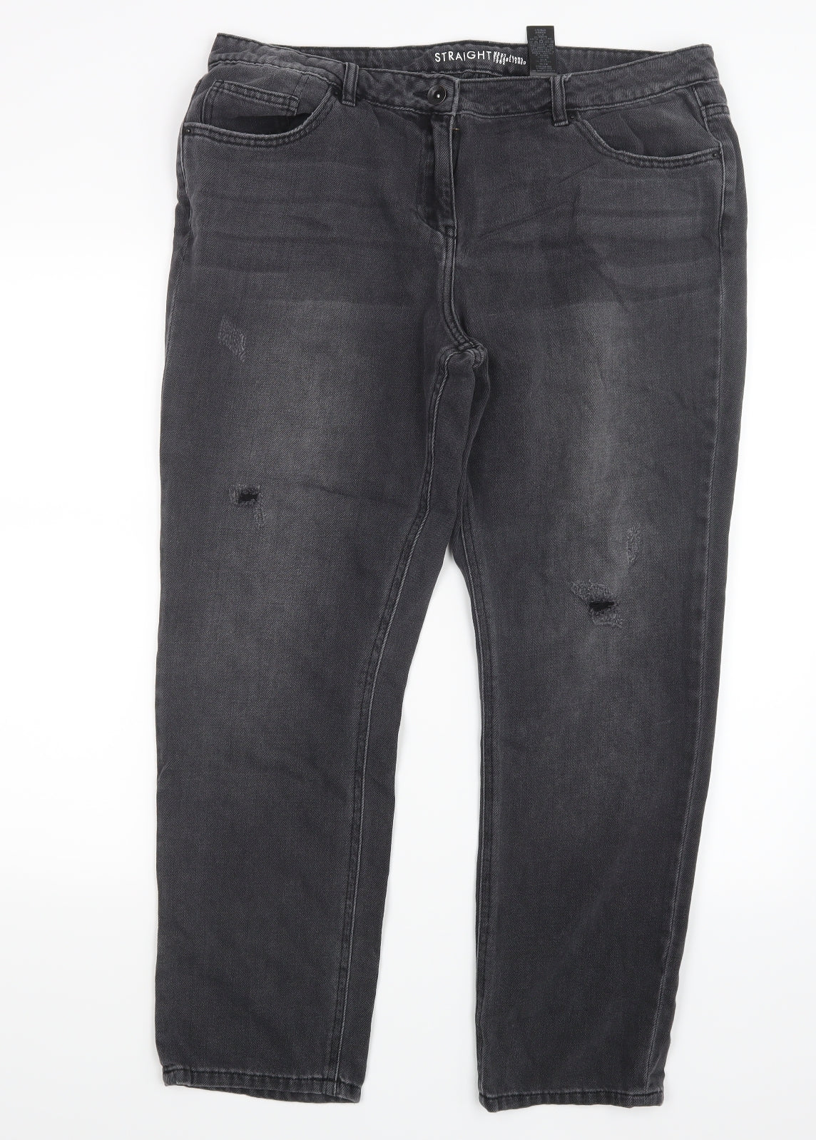 NEXT Womens Black  Denim Straight Jeans Size 16 L27 in