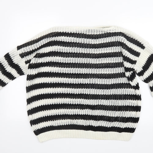 Preworn Womens Black Striped Knit Pullover Jumper Size 6