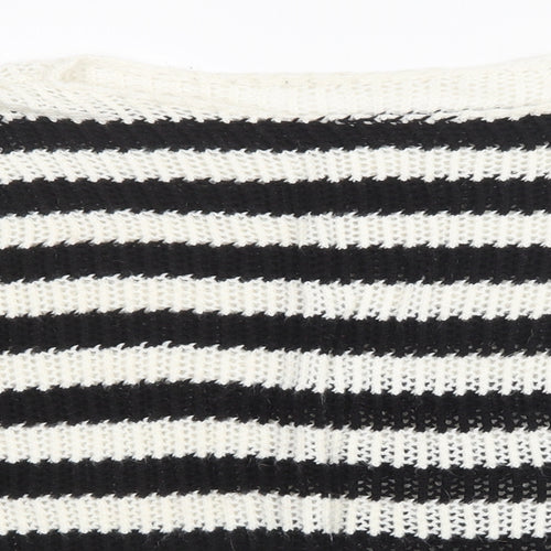 Preworn Womens Black Striped Knit Pullover Jumper Size 6