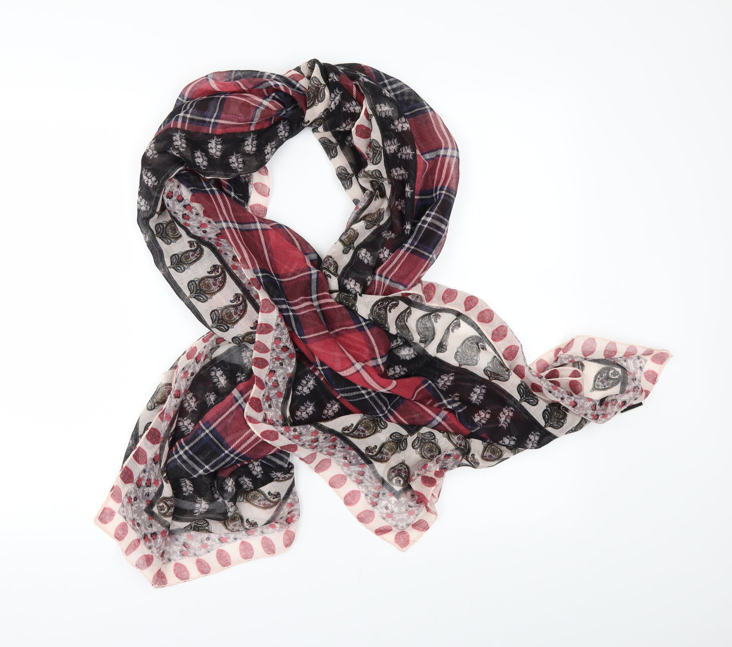 Preworn Womens Red Geometric   Scarf