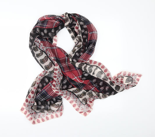 Front view of Preworn women’s red geometric scarf