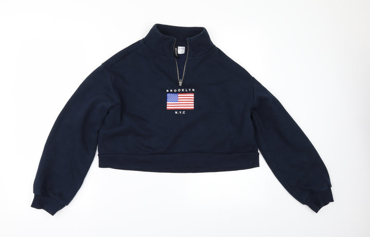 Divided by H&M Womens Blue   Pullover Sweatshirt Size S  - brooklyn n y c