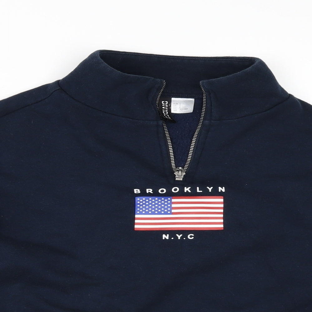 Divided by H&M Womens Blue   Pullover Sweatshirt Size S  - brooklyn n y c