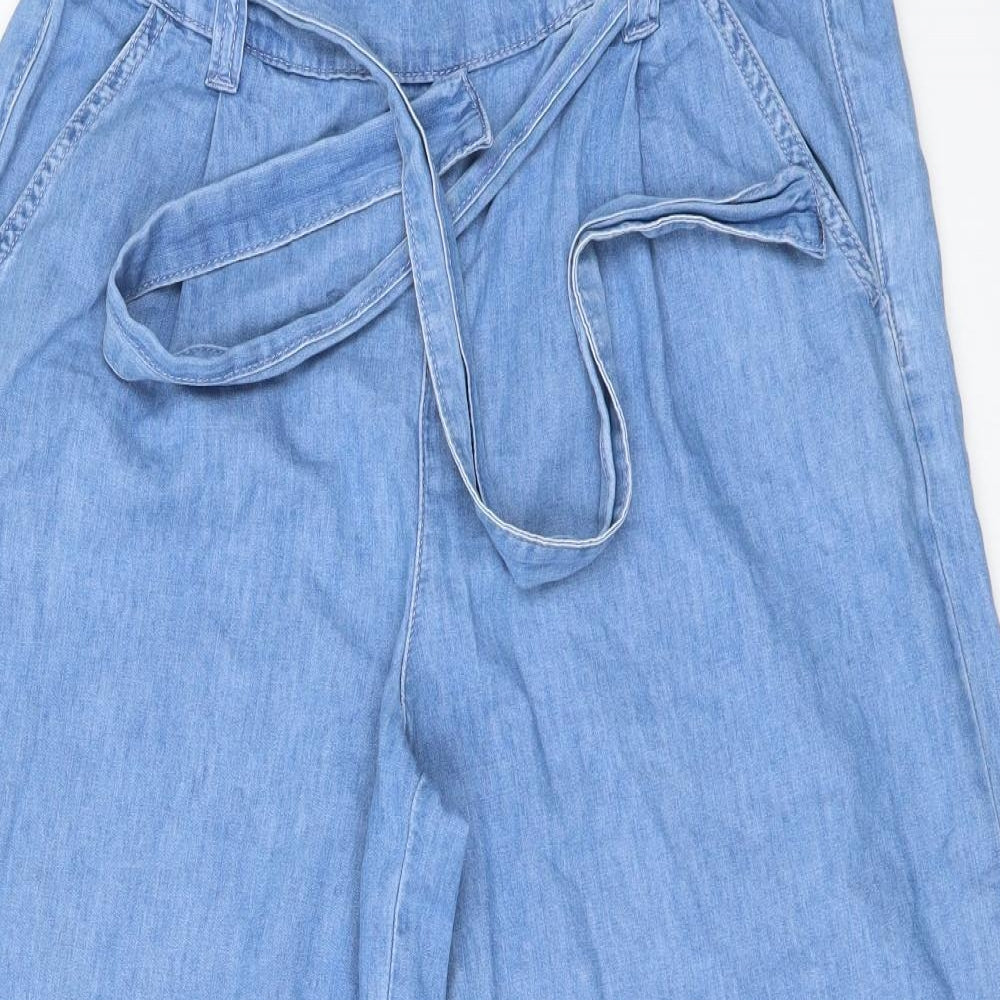New Look Womens Blue  Denim Cropped Trousers Size 12 L22 in - CULLOTTES