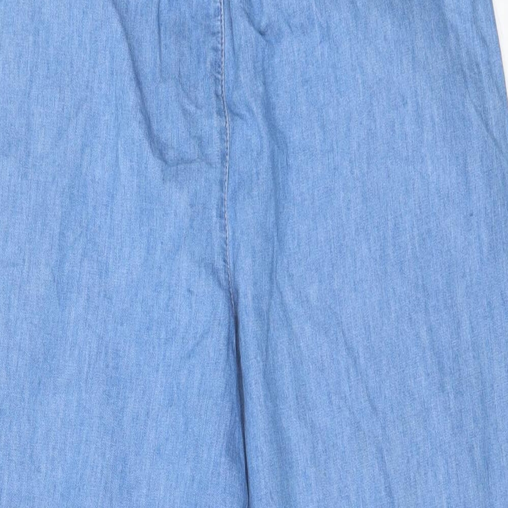 New Look Womens Blue  Denim Cropped Trousers Size 12 L22 in - CULLOTTES