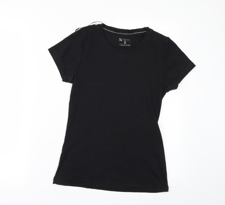 TU Womens Black Basic T-Shirt Size 8