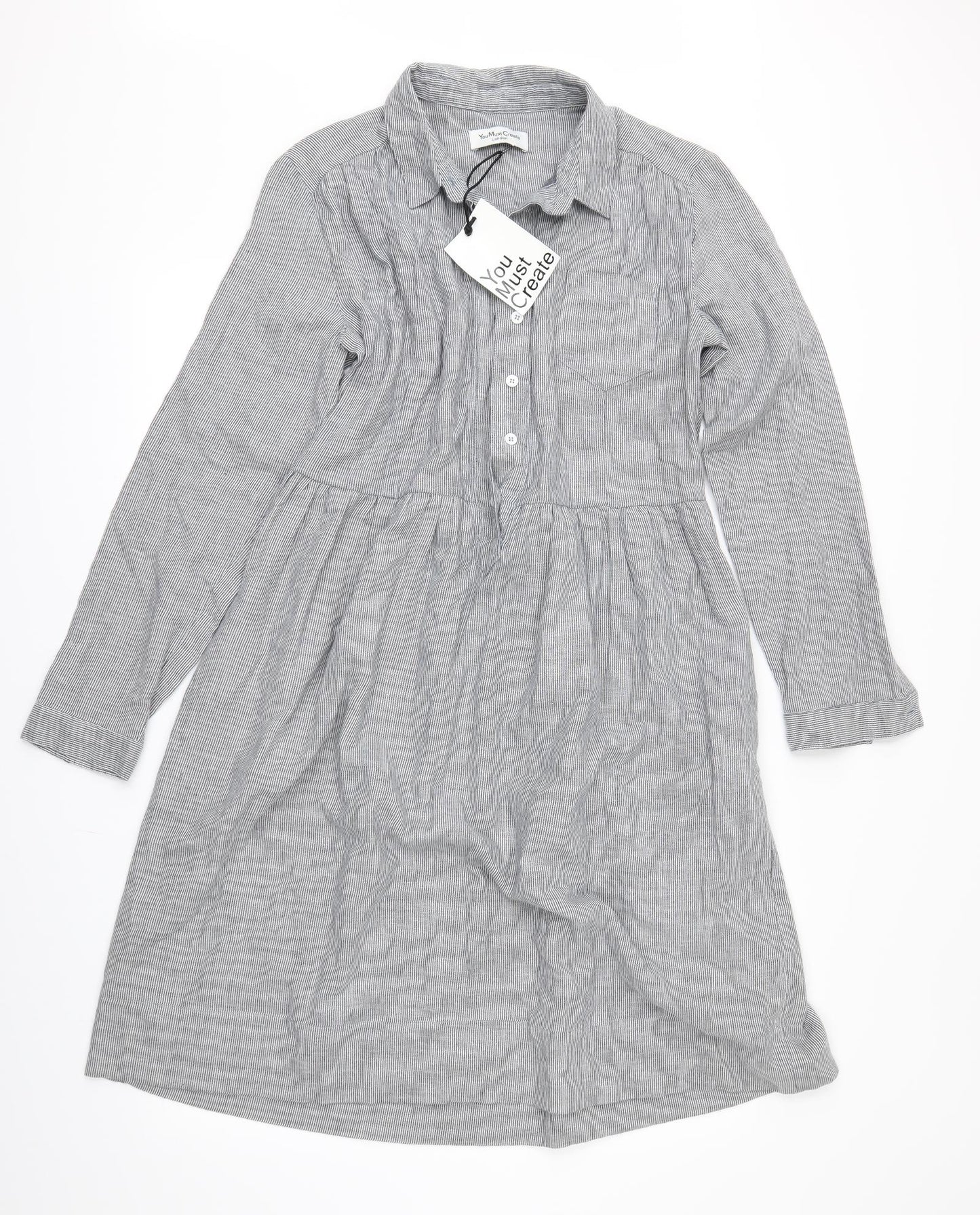 You Must Create Womens Grey Striped  Fit & Flare  Size 10